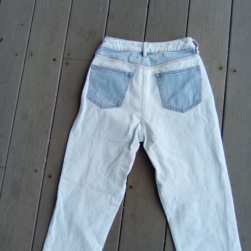 PACSUN WAIST 24" Stylish Blue and White Women's Straight Jeans STYLE MOM JEAN - Picture 7 of 8